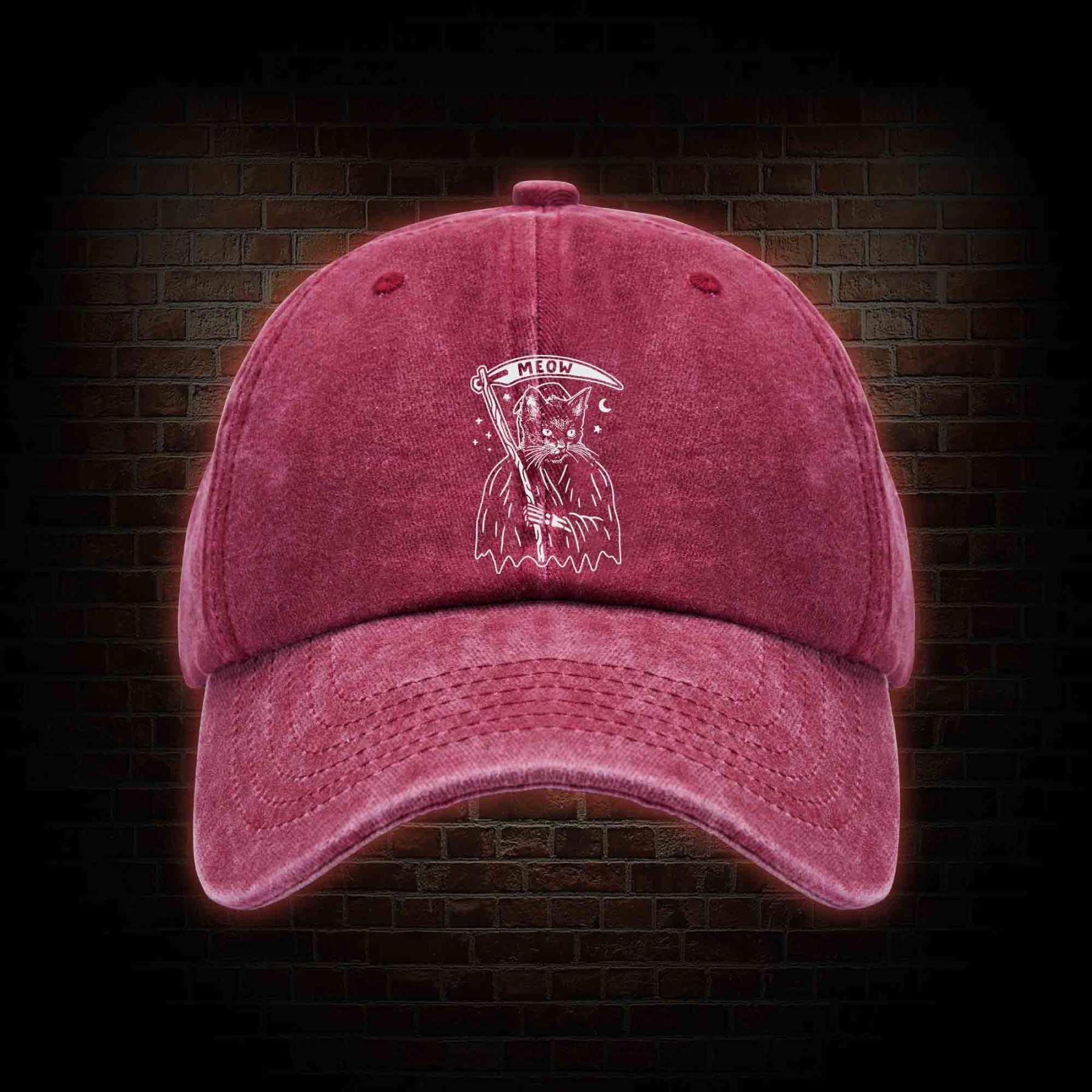 Death Meow Washed Vintage Baseball Cap