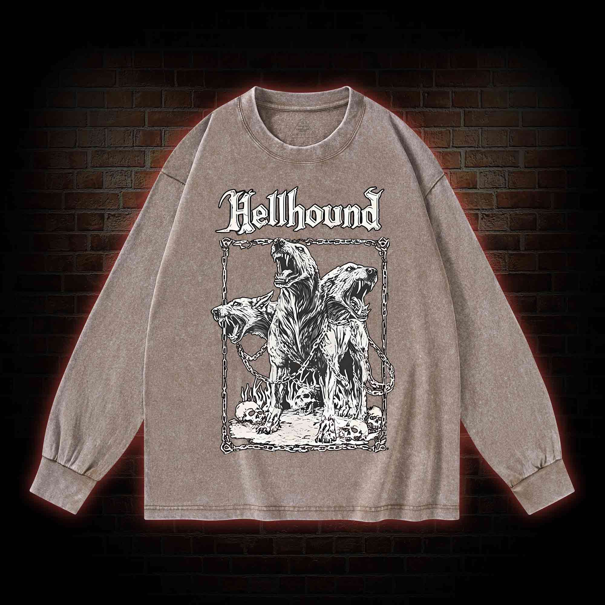 Hell Hound Cerberus Washed Long-Sleeve T-shirt
