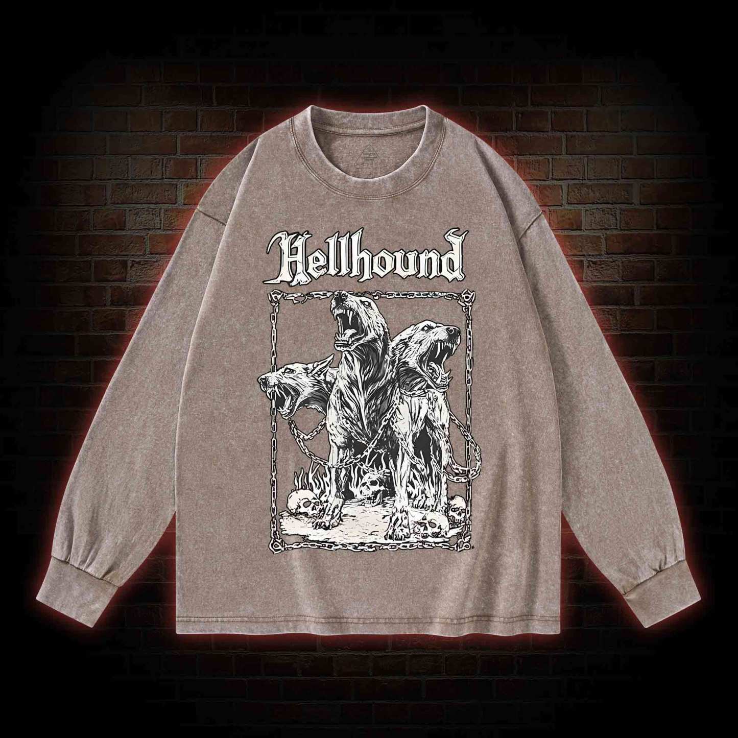 Hell Hound Cerberus Washed Long-Sleeve T-shirt