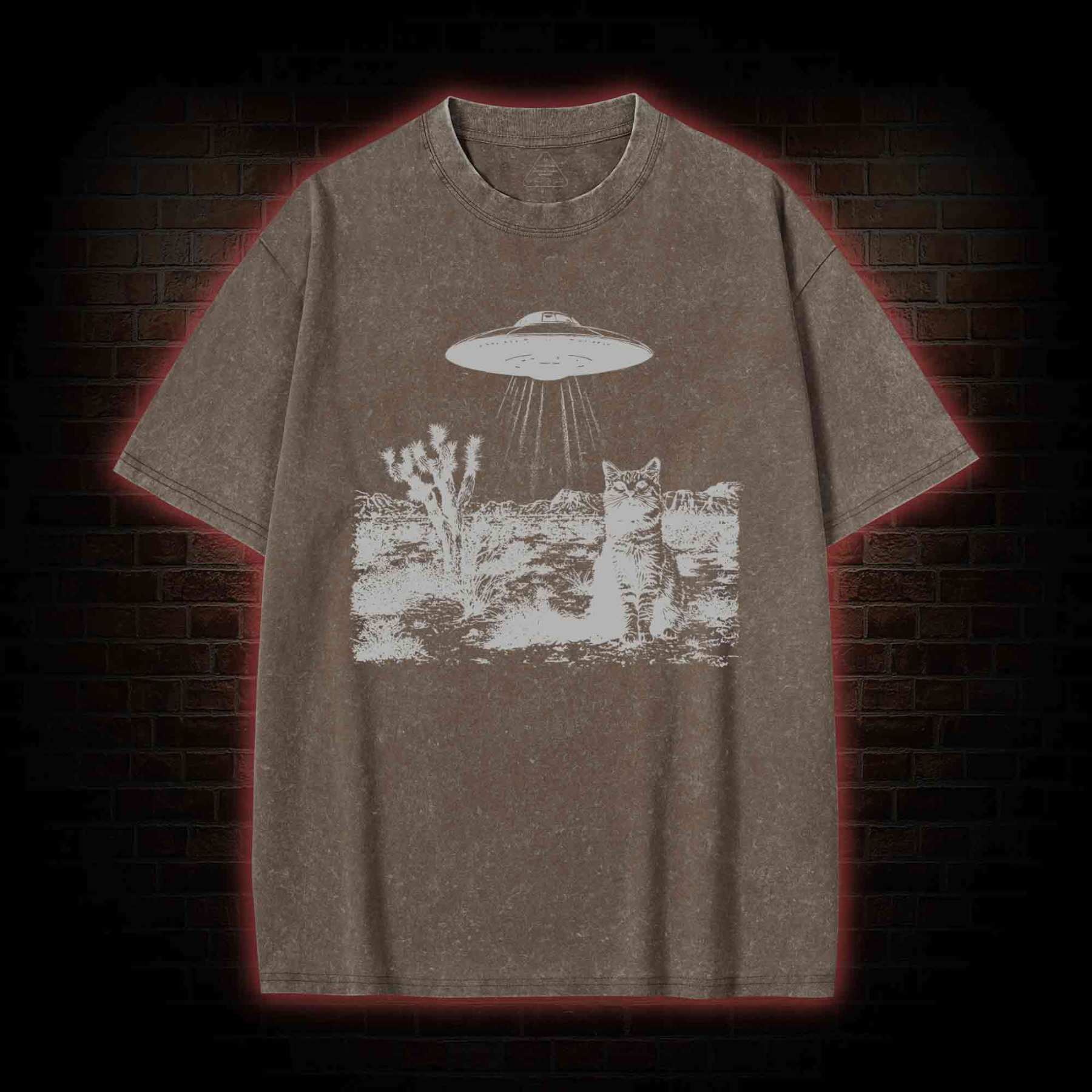 Ufo Cowboy Cat Washed T-shirt