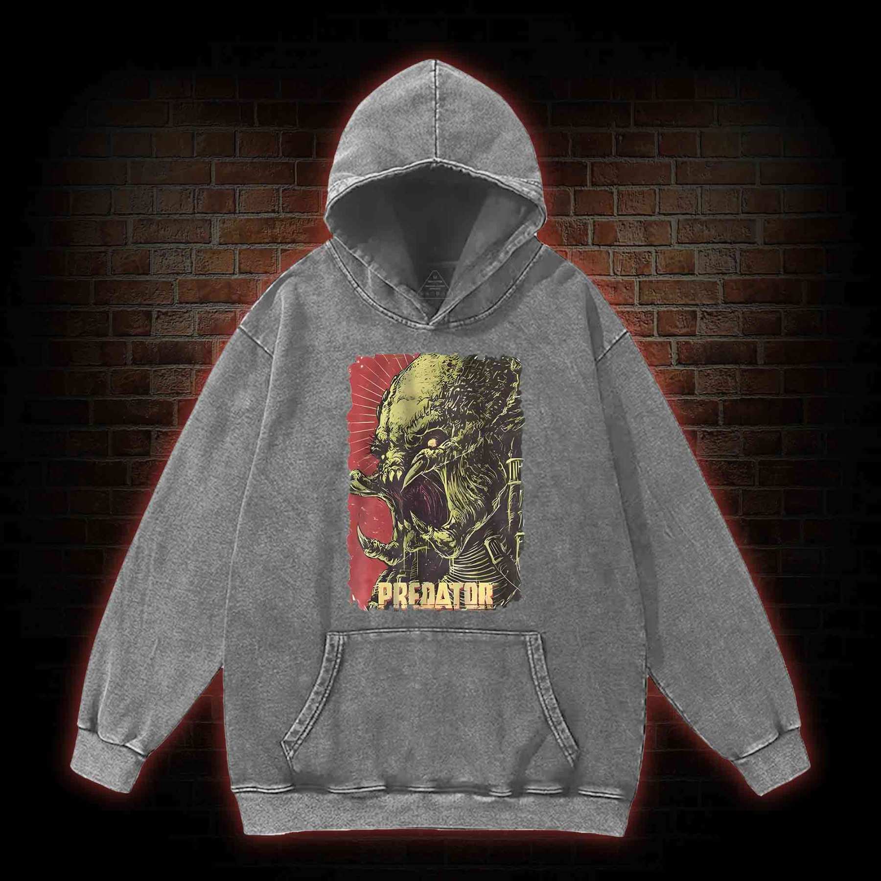 Alien Vs Alien Hunter Vintage Movie Washed Hoodie