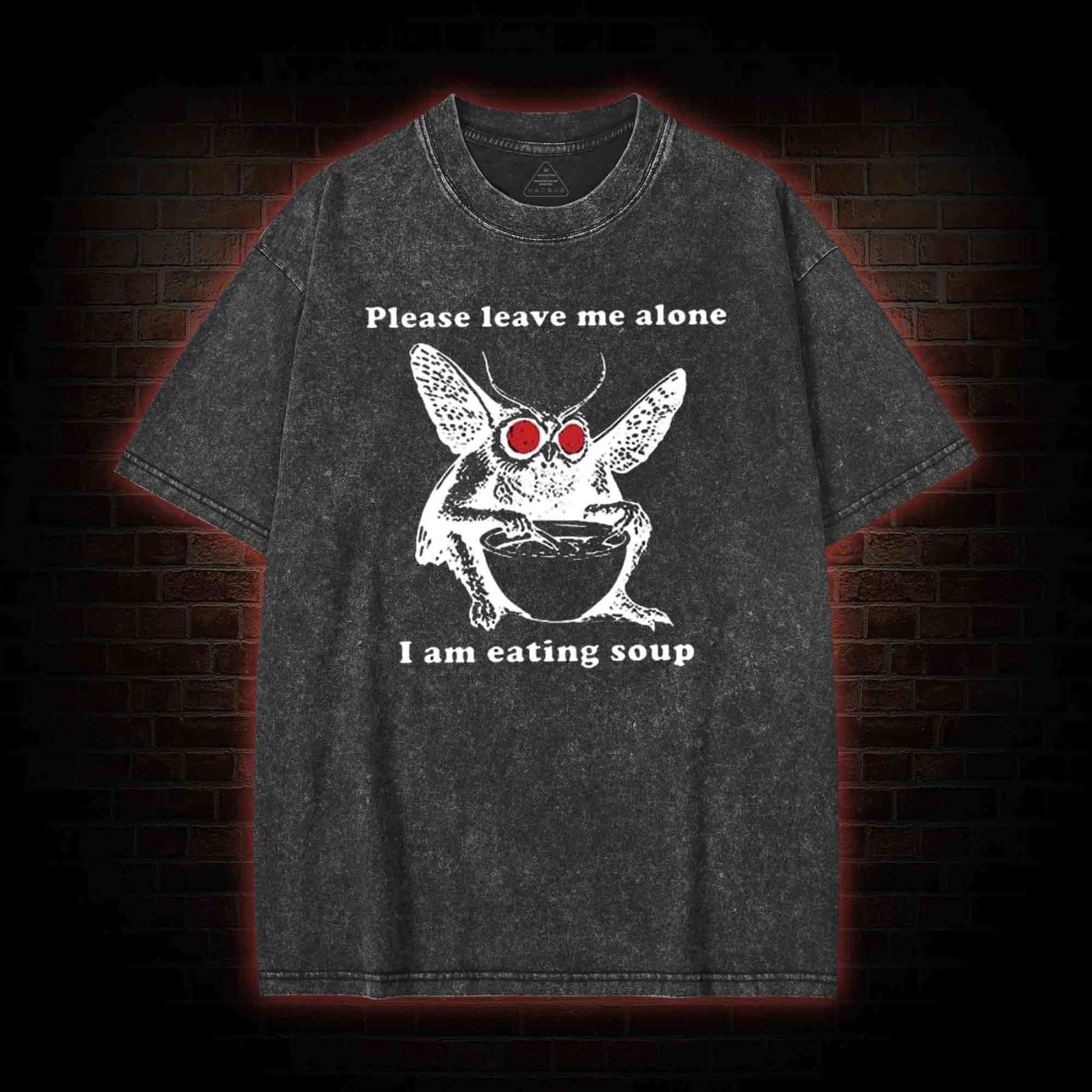 Mothman Eating Soup Washed T-shirt