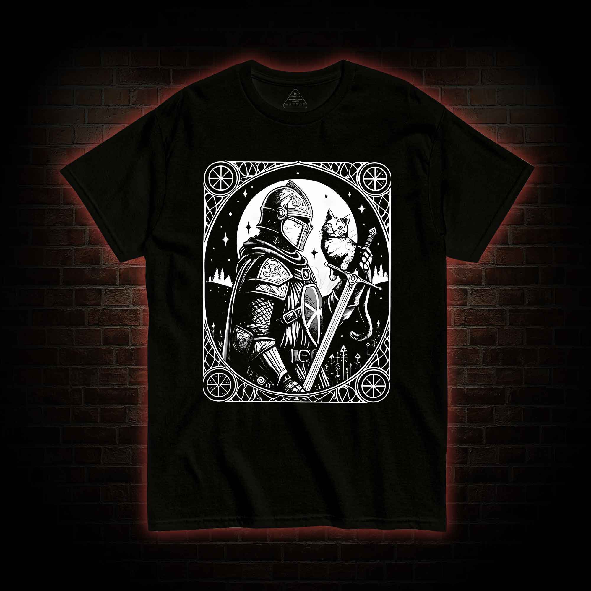 Knight Holding Cat Medieval T-shirt