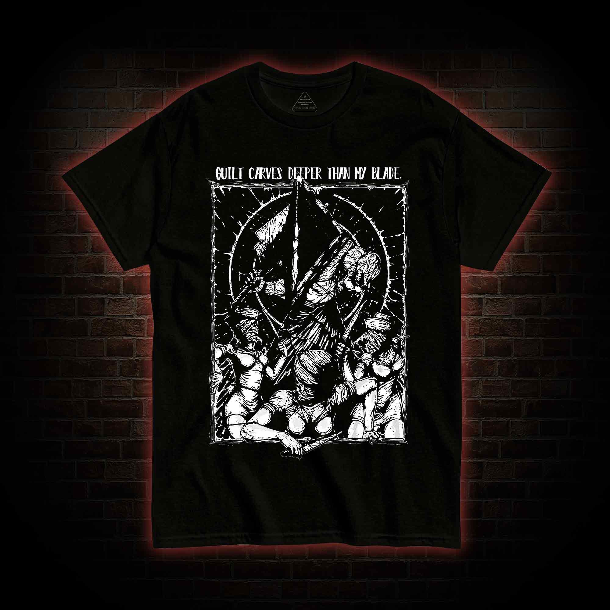Guilt Carves Deeper Than My Blade T-shirt 