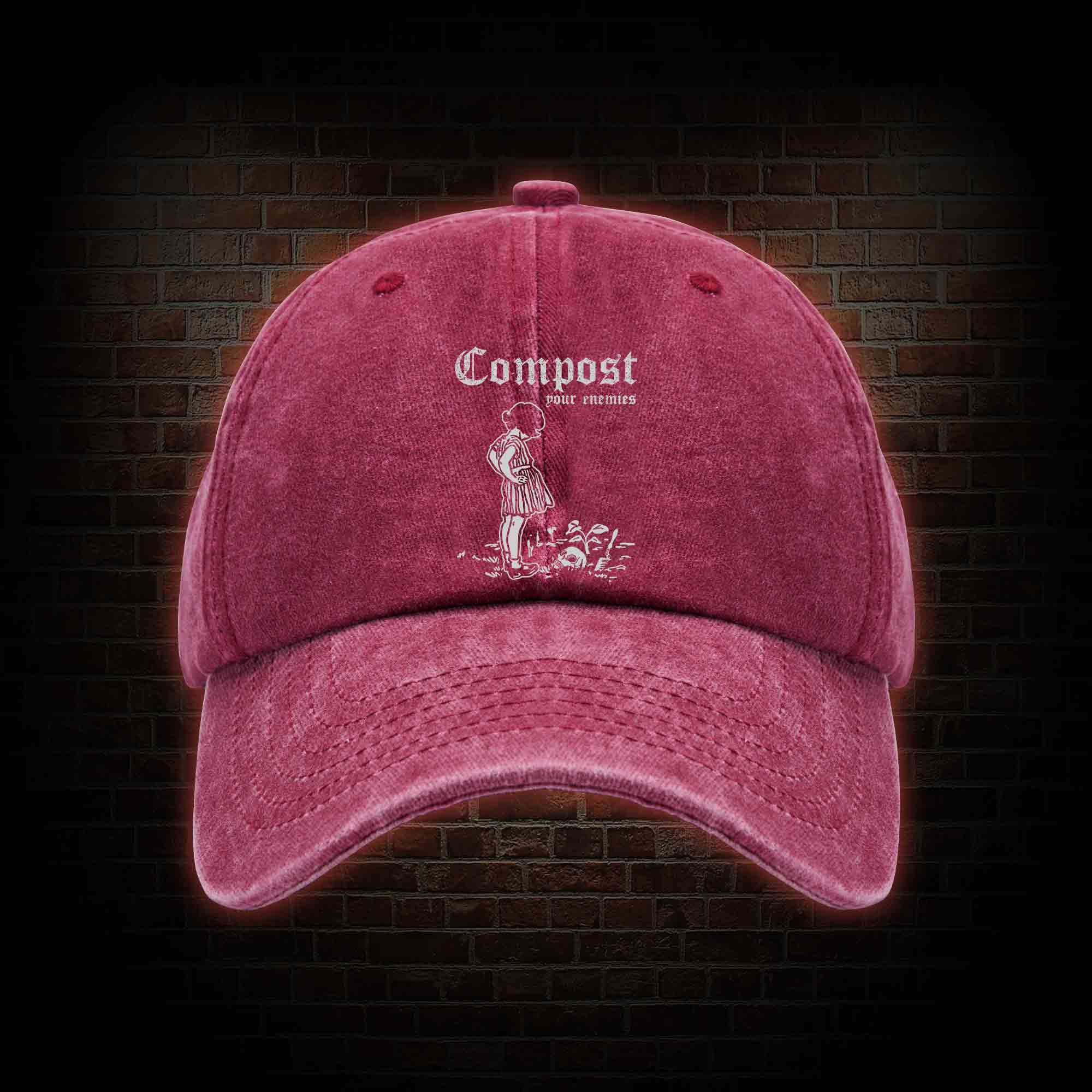 Compost Your Enemies Washed Vintage Baseball Cap