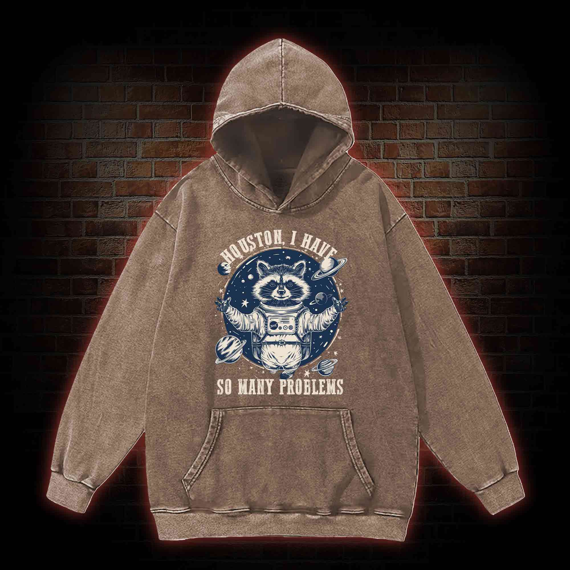 Houston I Have So Many Problems Raccoon Washed Hoodie