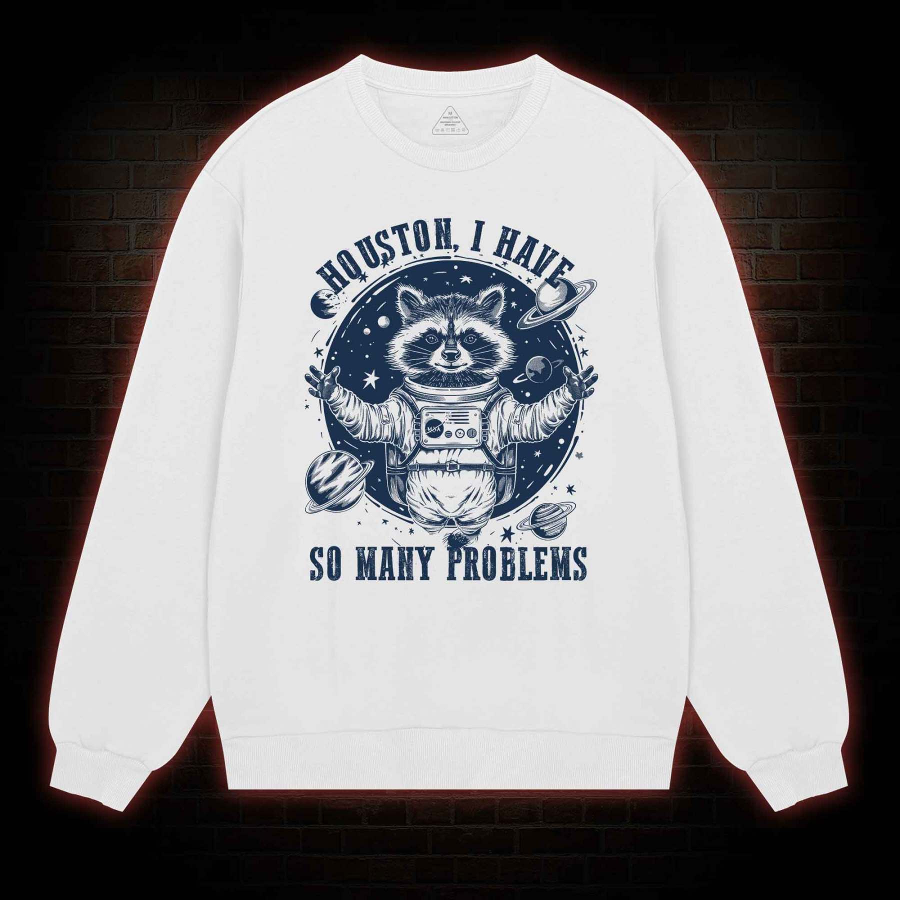 Houston I Have So Many Problems Raccoon Sweatshirt