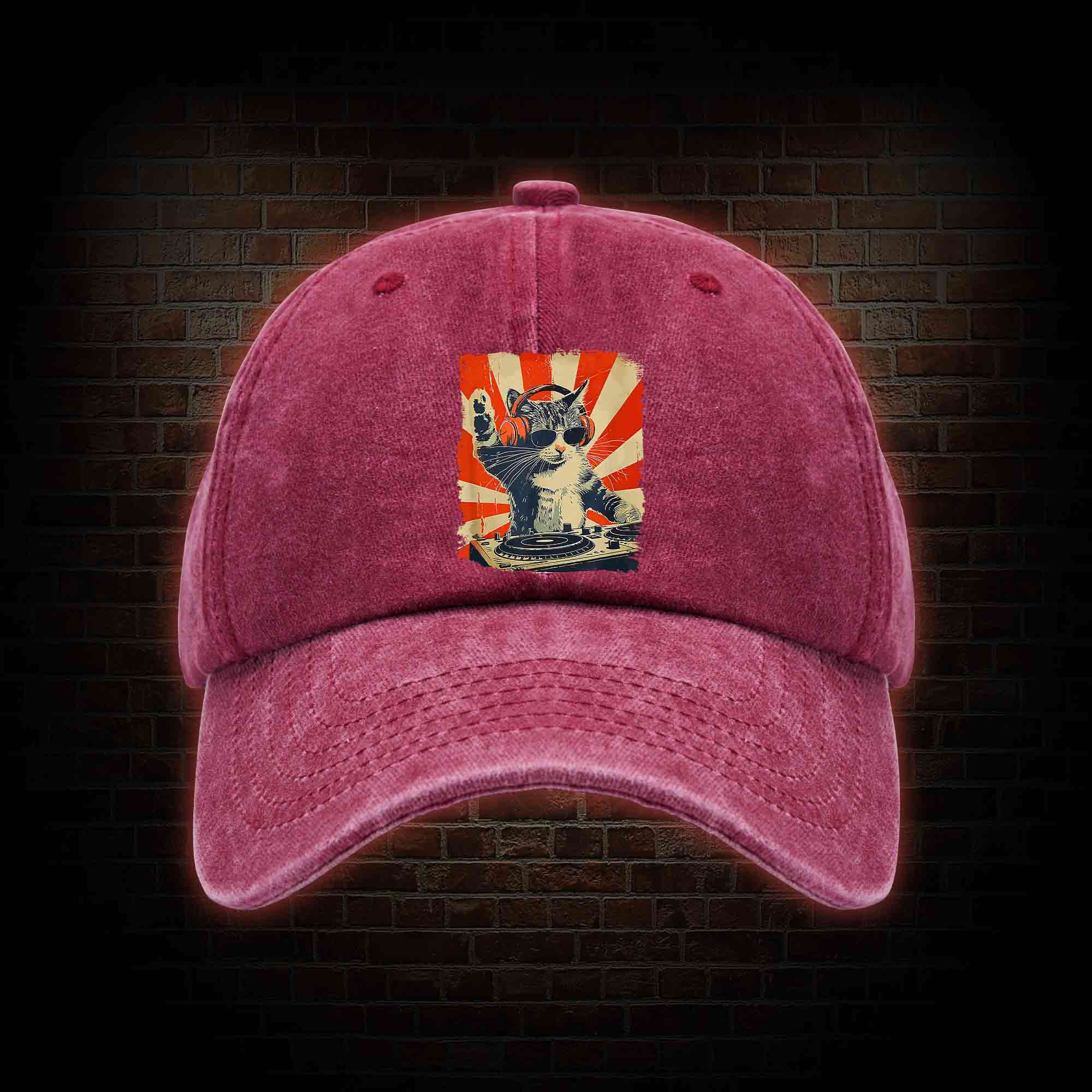 Dj Cat Washed Vintage Baseball Cap