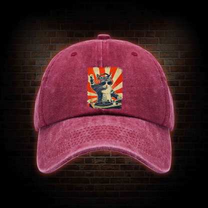 Dj Cat Washed Vintage Baseball Cap