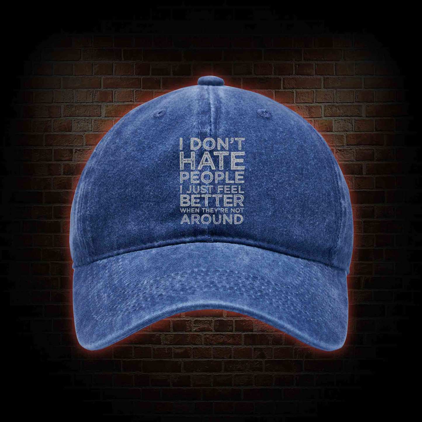 I Don't Hate People Washed Vintage Baseball Cap