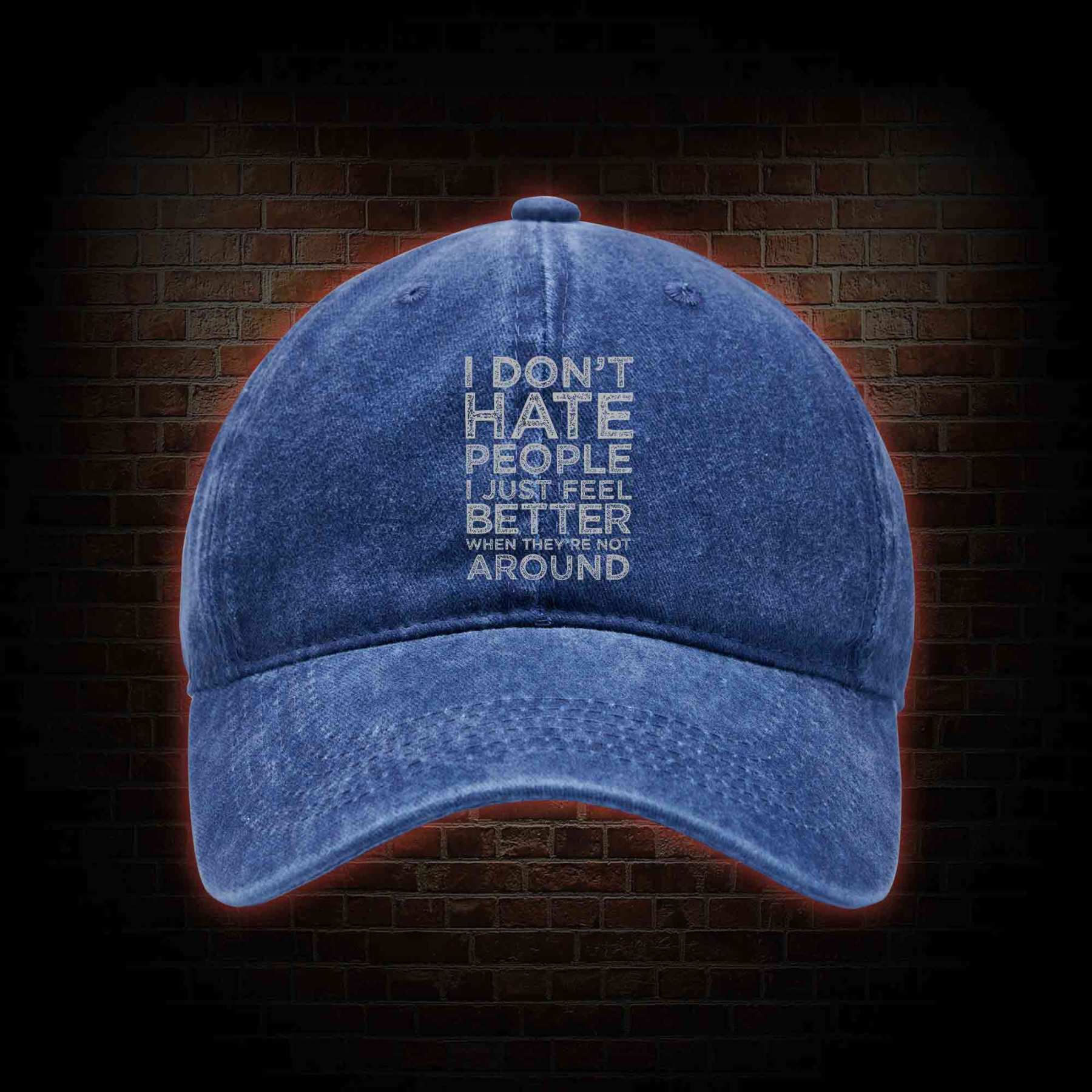 I Don't Hate People Washed Vintage Baseball Cap