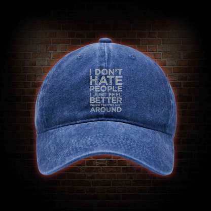 I Don't Hate People Washed Vintage Baseball Cap