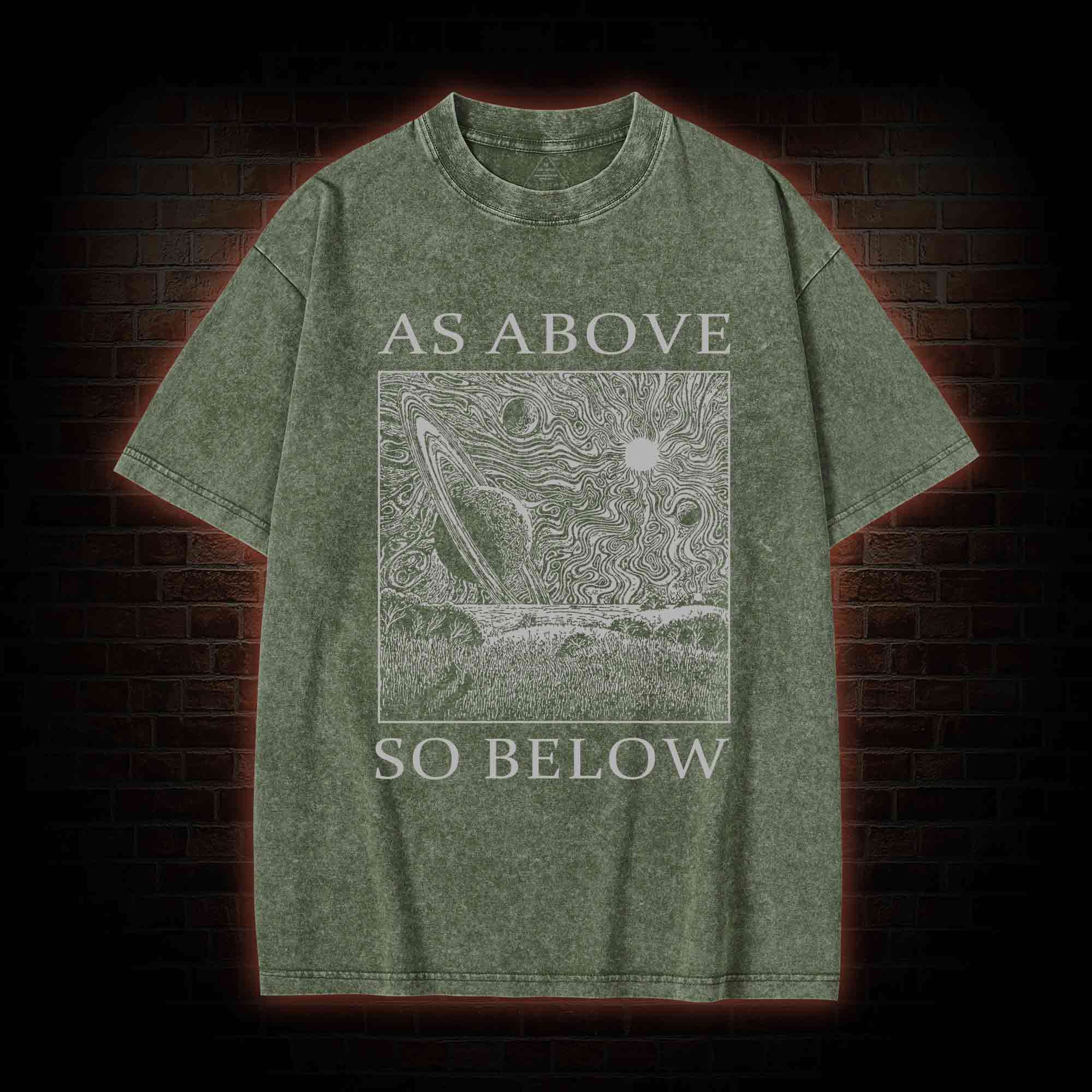 Retro As Above So Below Washed T-shirt