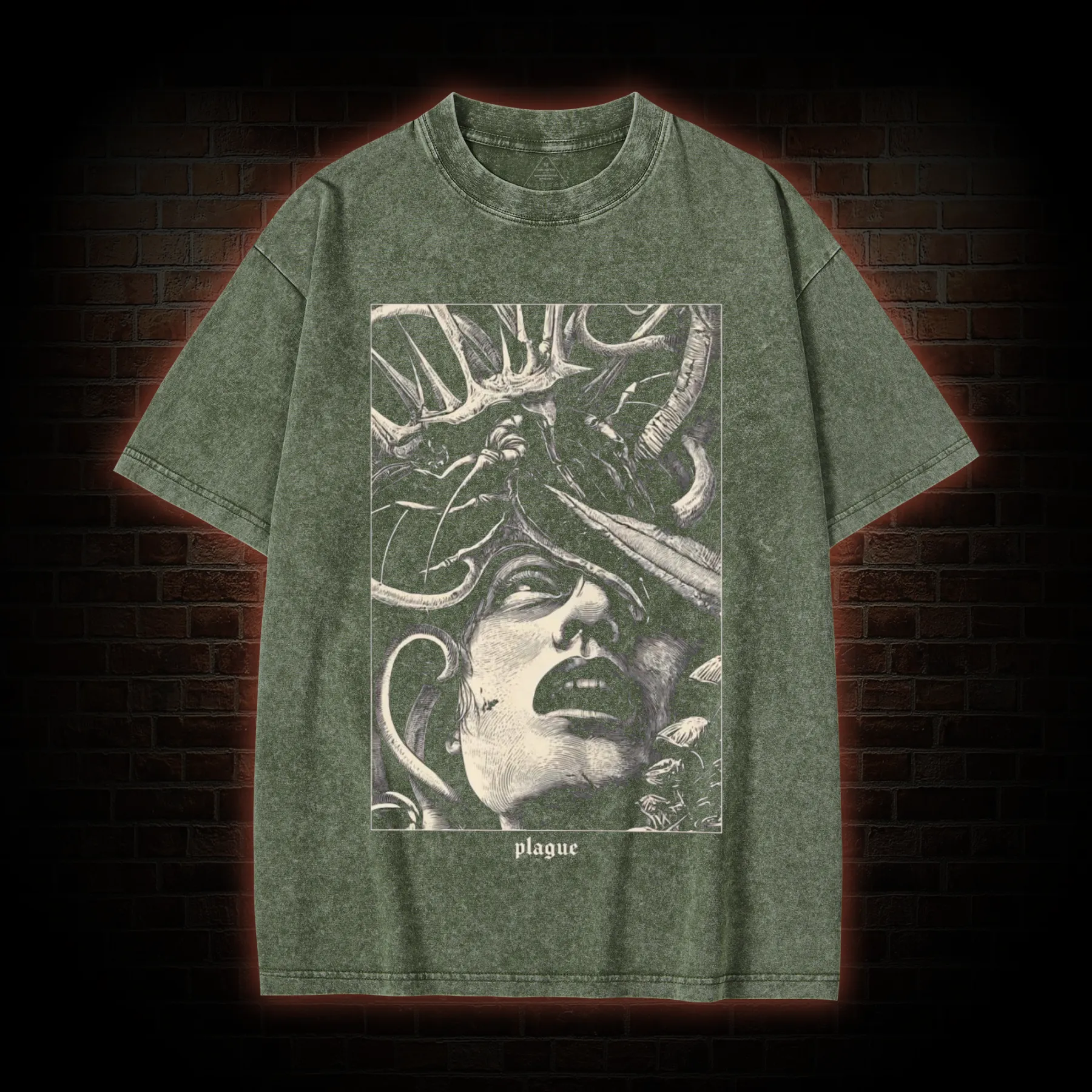 Gothic Parasite Attack Washed T-shirt