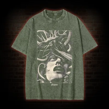 Gothic Parasite Attack Washed T-shirt