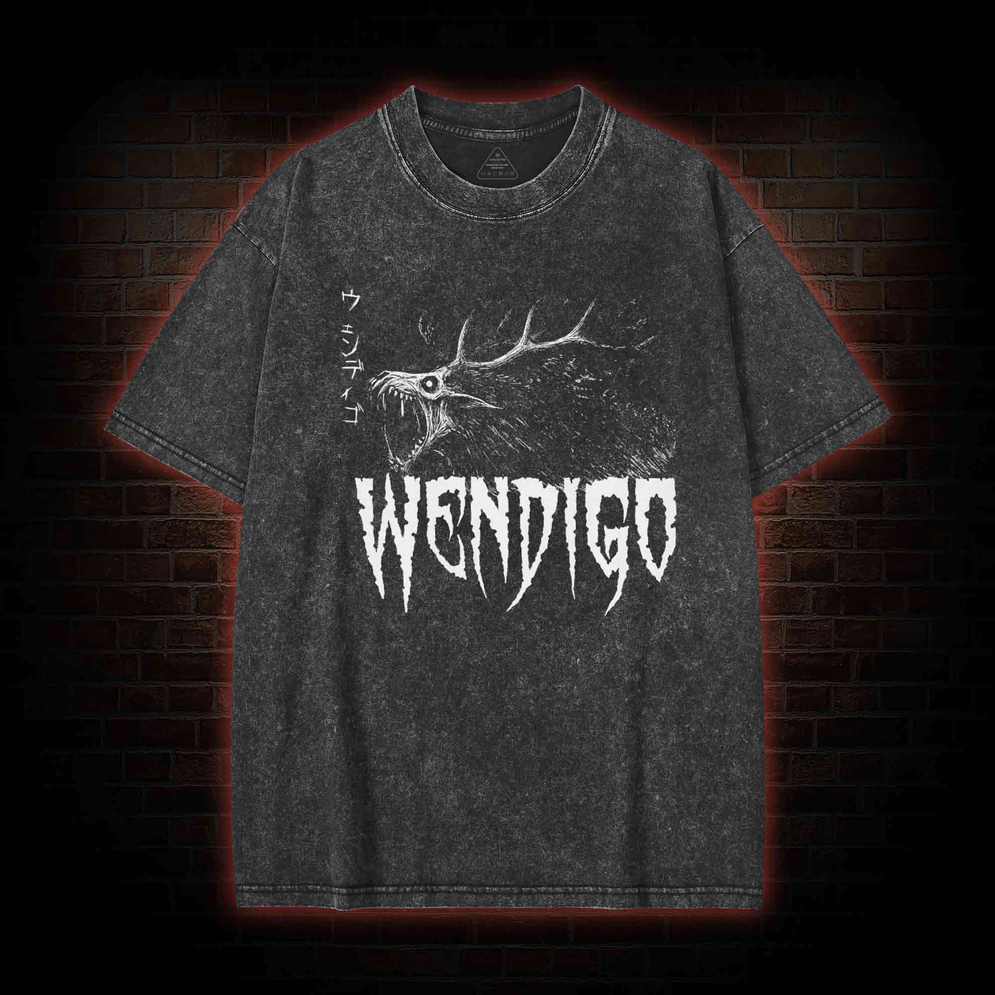 Wendigo Scary Monster Washed T-shirt