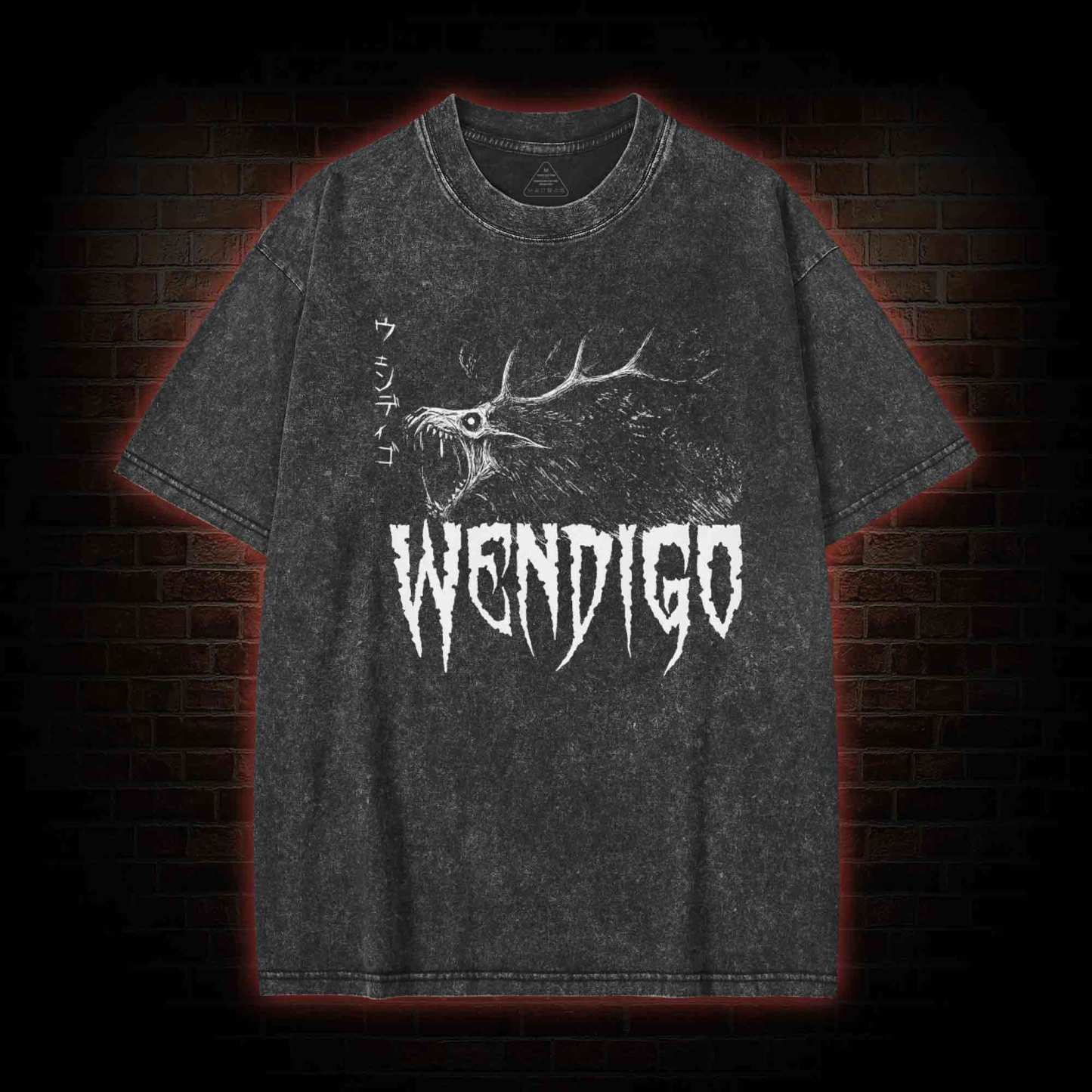 Wendigo Scary Monster Washed T-shirt