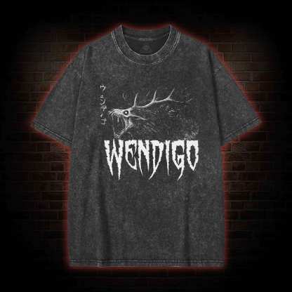 Wendigo Scary Monster Washed T-shirt