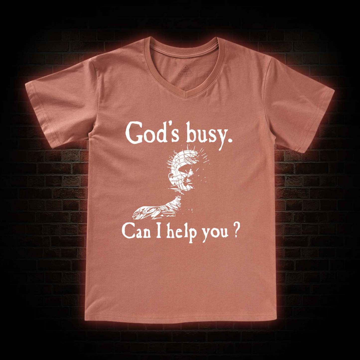 God's Busy Can I Help You V-Neck Classic T-Shirt