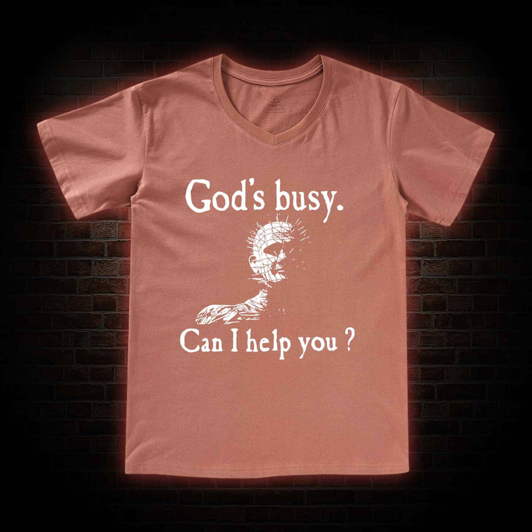 God's Busy Can I Help You V-Neck Classic T-Shirt