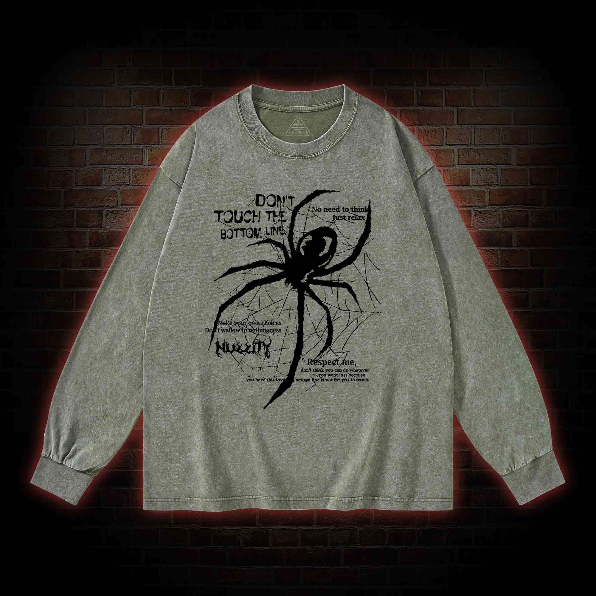 Don't Touch The Bottom Line Washed Long-Sleeve T-shirt