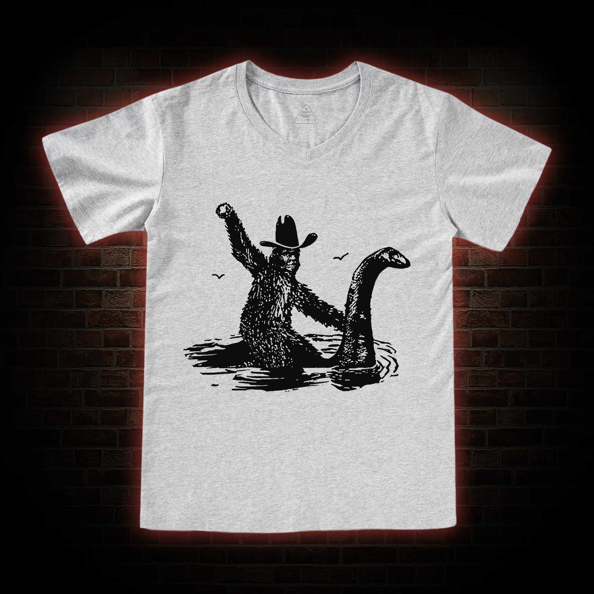Bigfoot And Loch Ness Monster V-Neck Classic T-Shirt