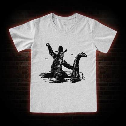 Bigfoot And Loch Ness Monster V-Neck Classic T-Shirt