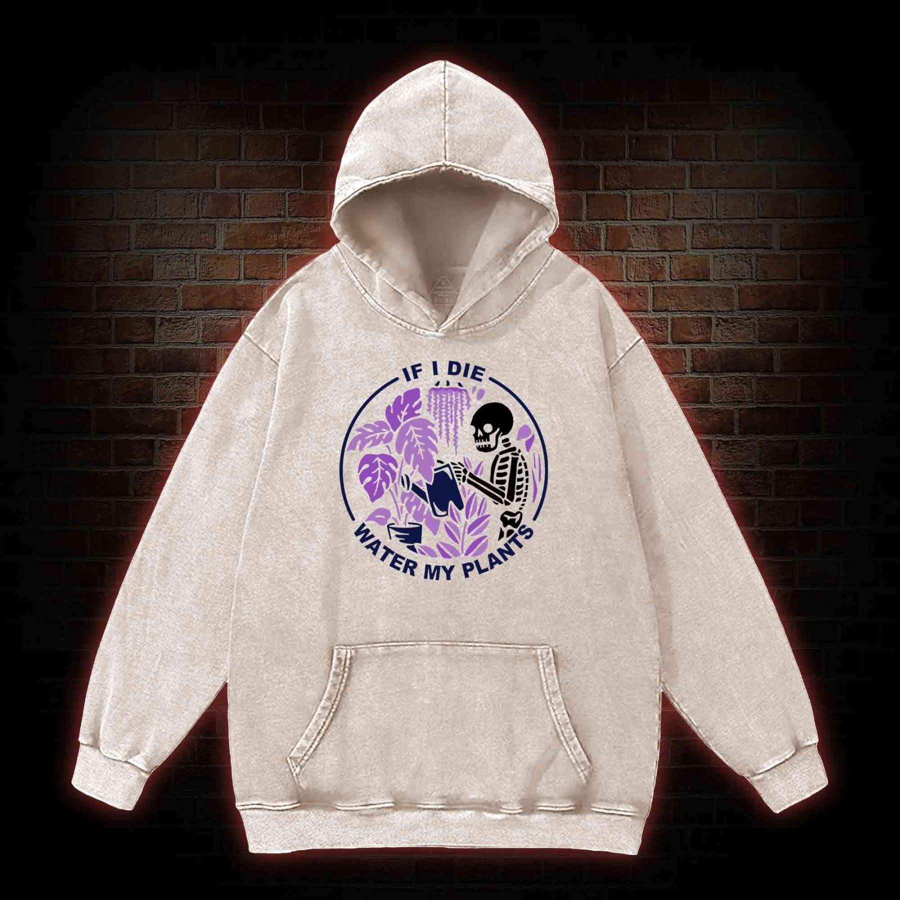 If I Die Water My Plants Washed Hoodie