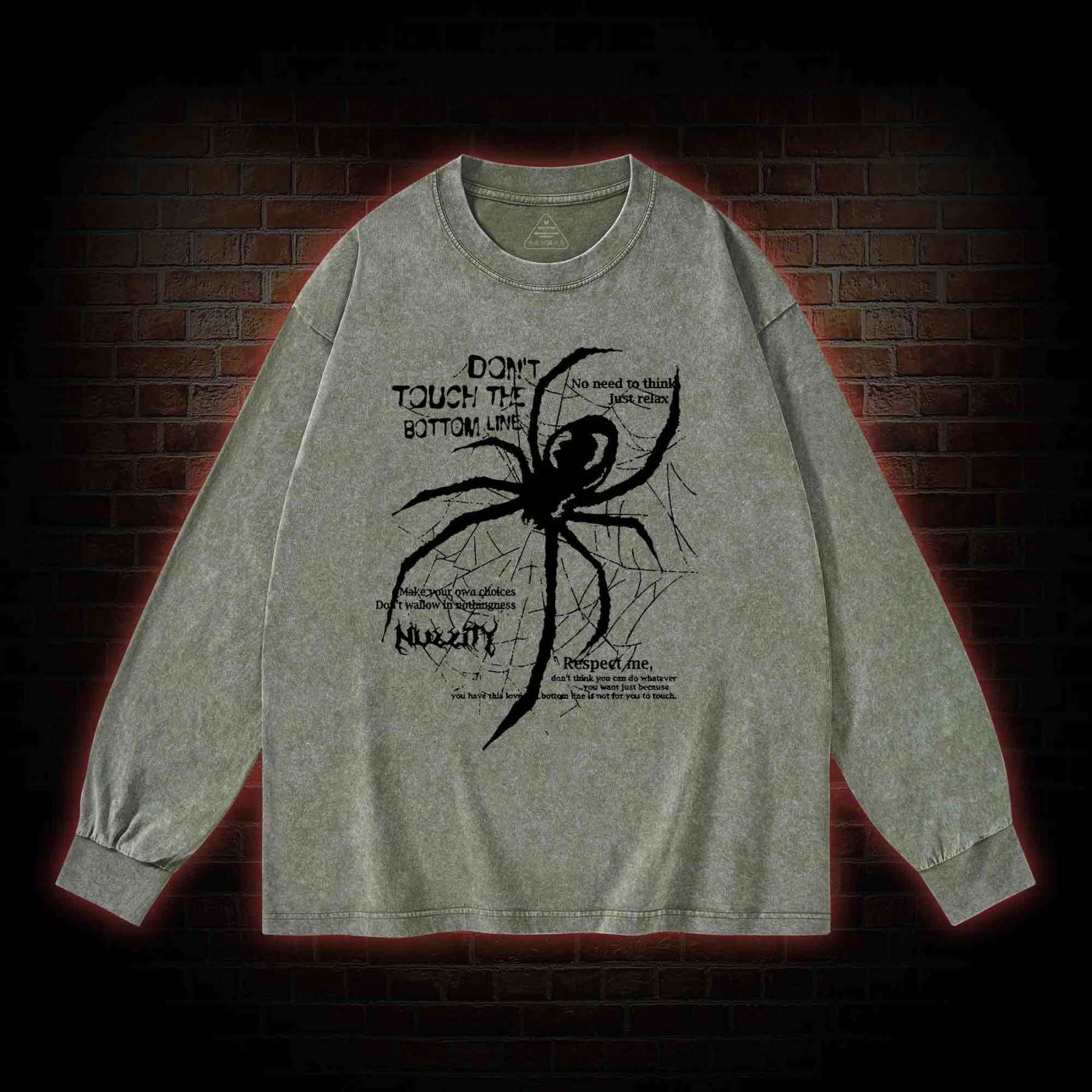 Don't Touch The Bottom Line Washed Long-Sleeve T-shirt