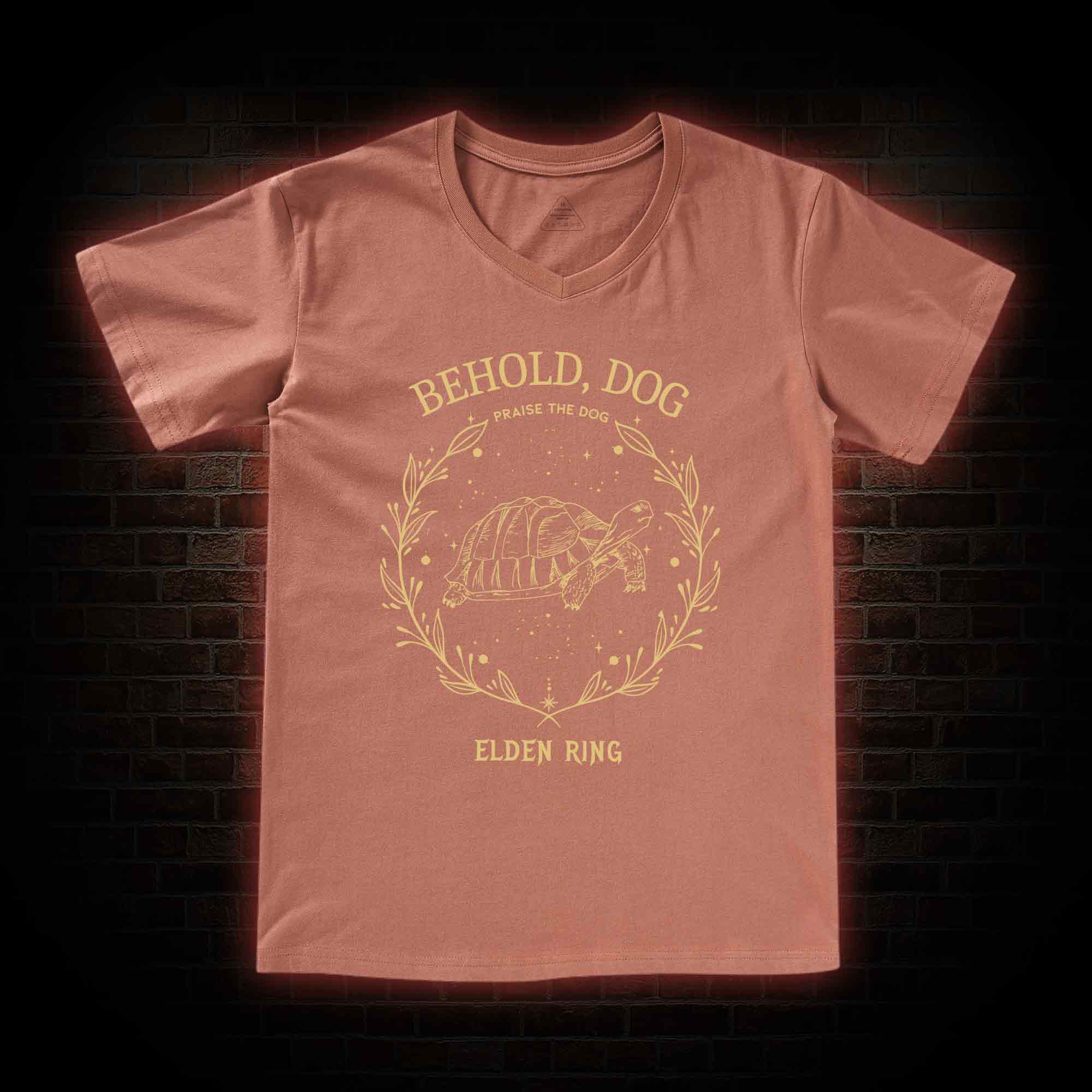 Behold Dog Back Print V-Neck Classic T-Shirt