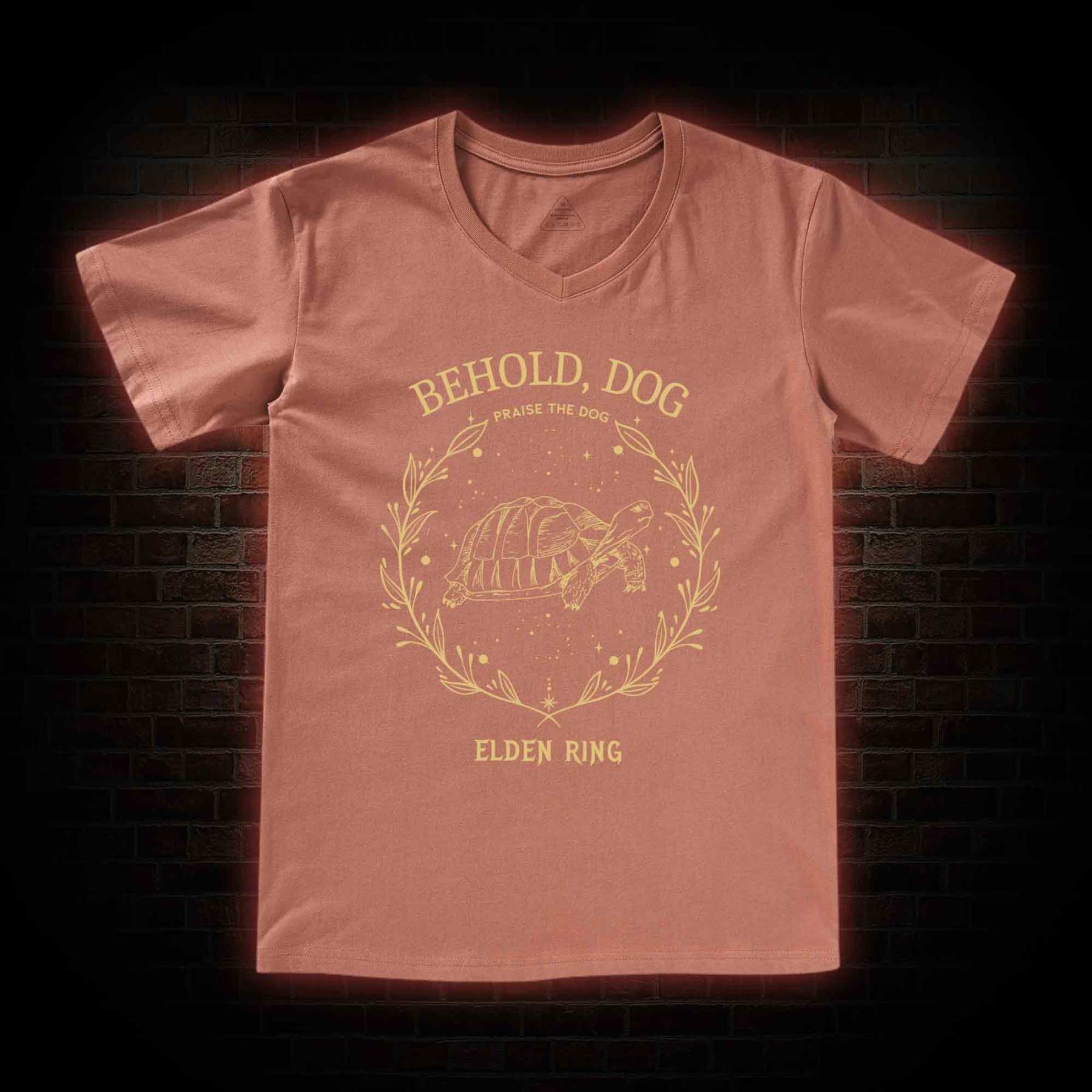Behold Dog Back Print V-Neck Classic T-Shirt