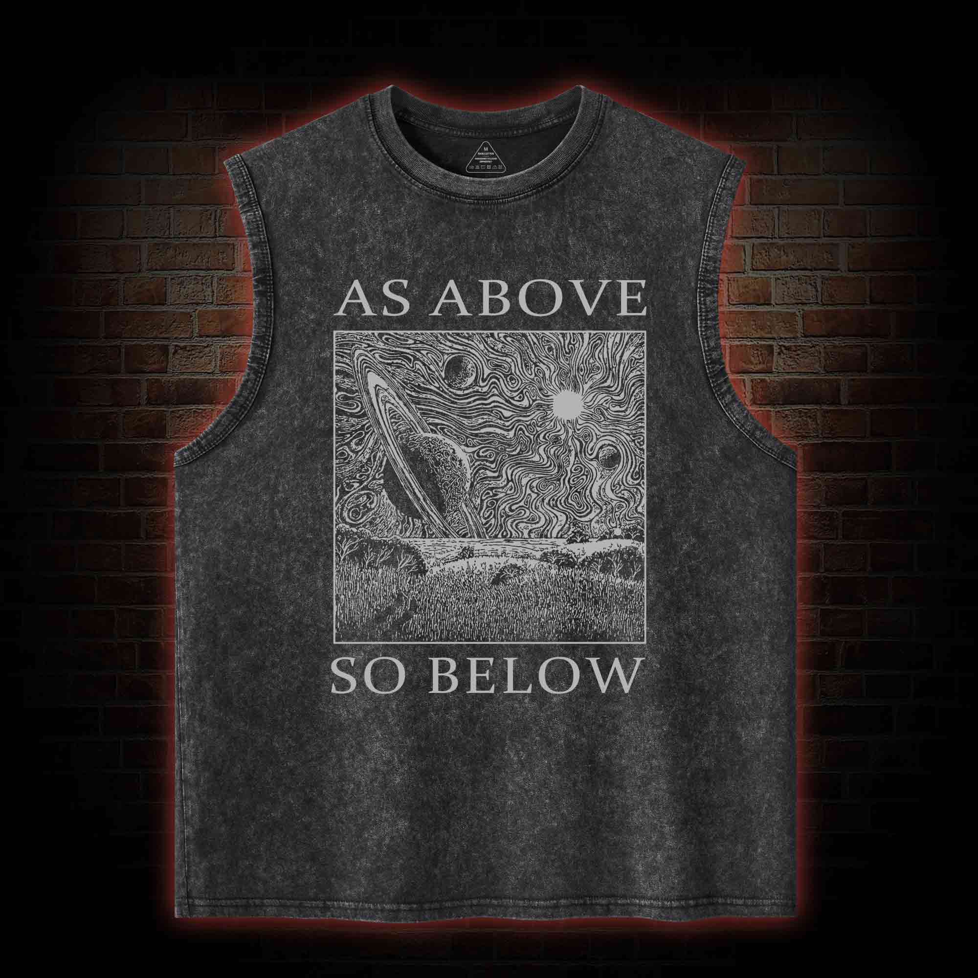 Retro As Above So Below Washed Tank Top
