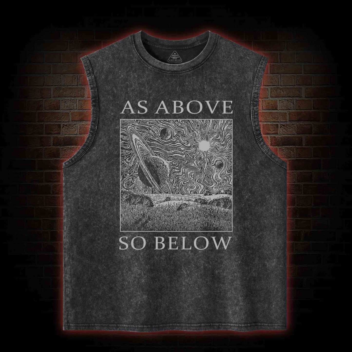 Retro As Above So Below Washed Tank Top