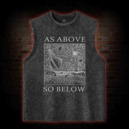 Retro As Above So Below Washed Tank Top