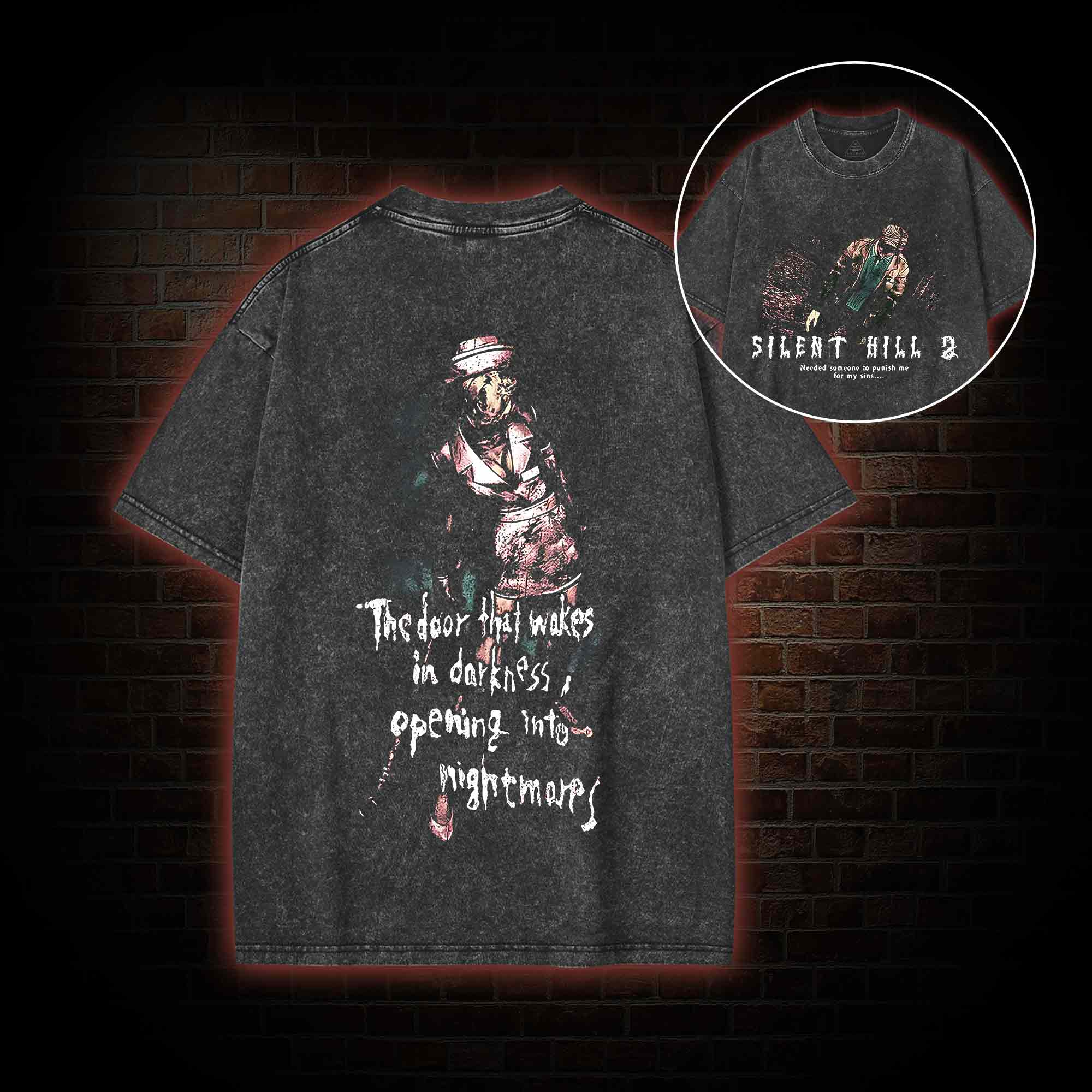 2459 back print Washed T-shirt