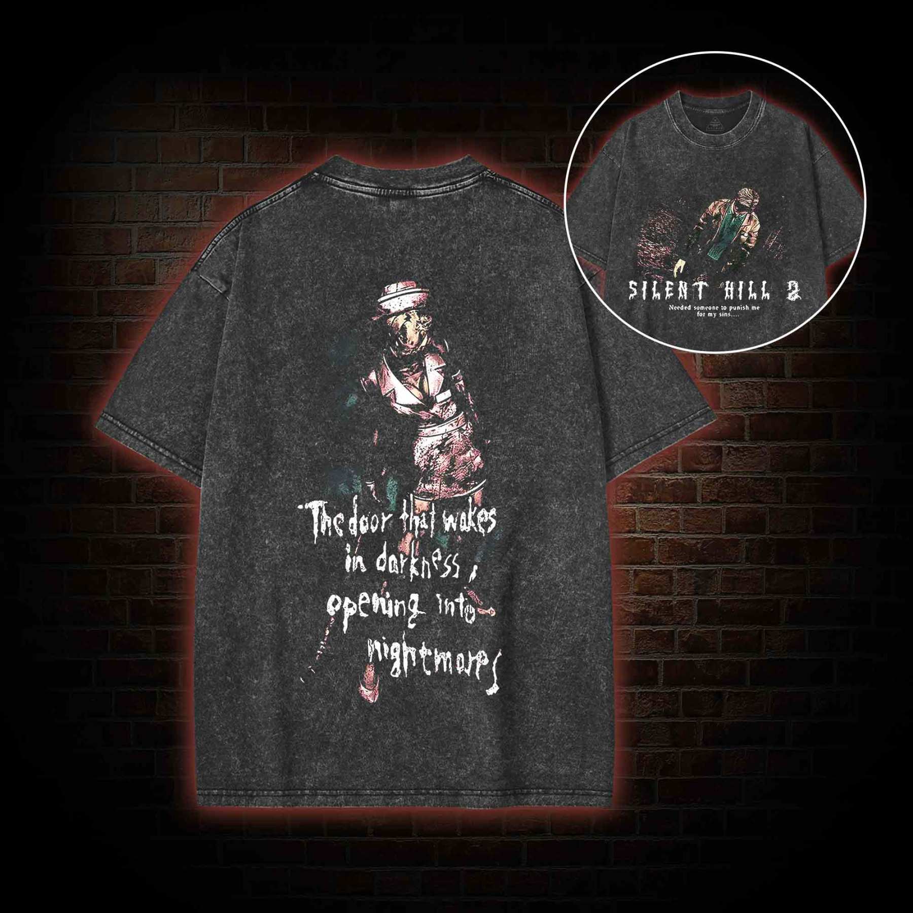 2459 back print Washed T-shirt