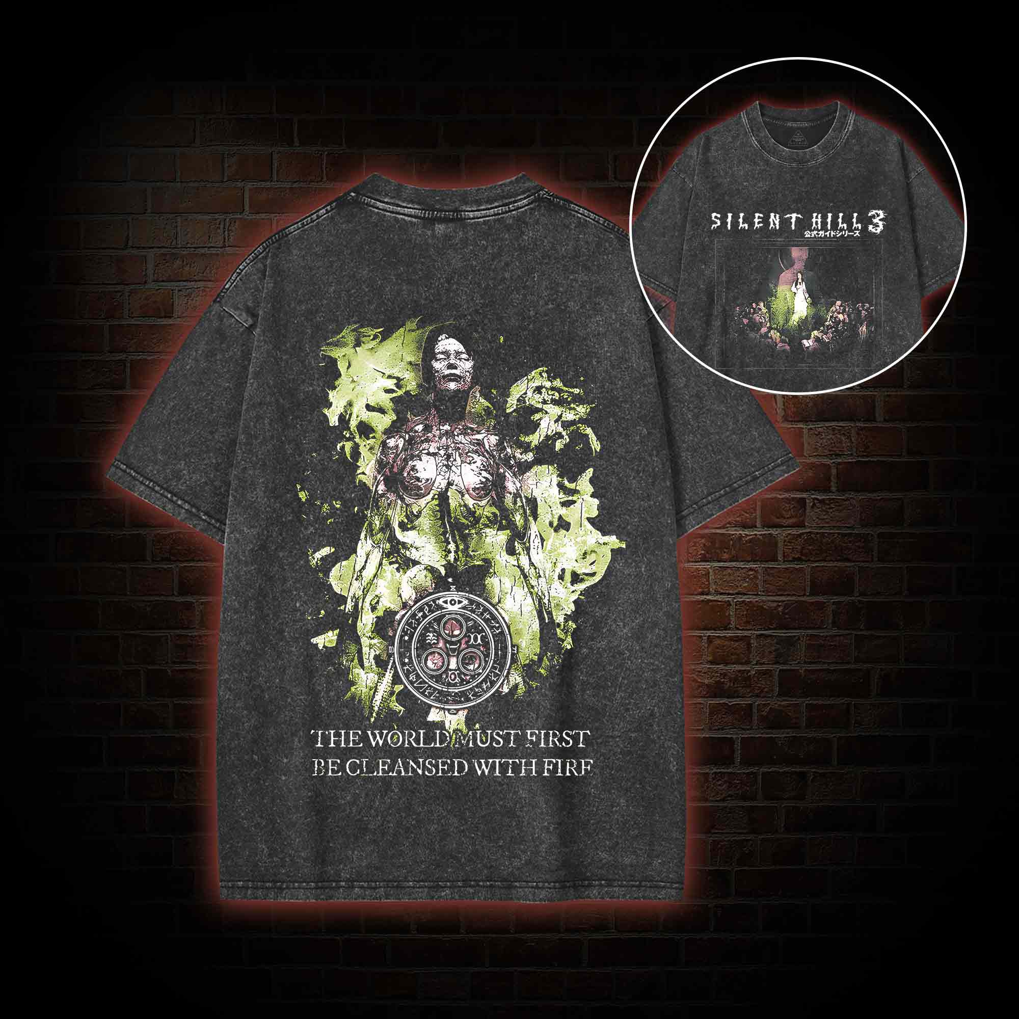 2465 back print Washed T-shirt