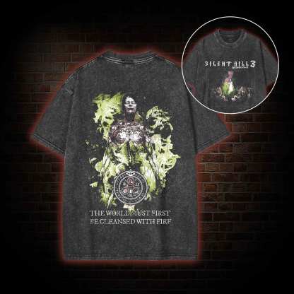 2465 back print Washed T-shirt