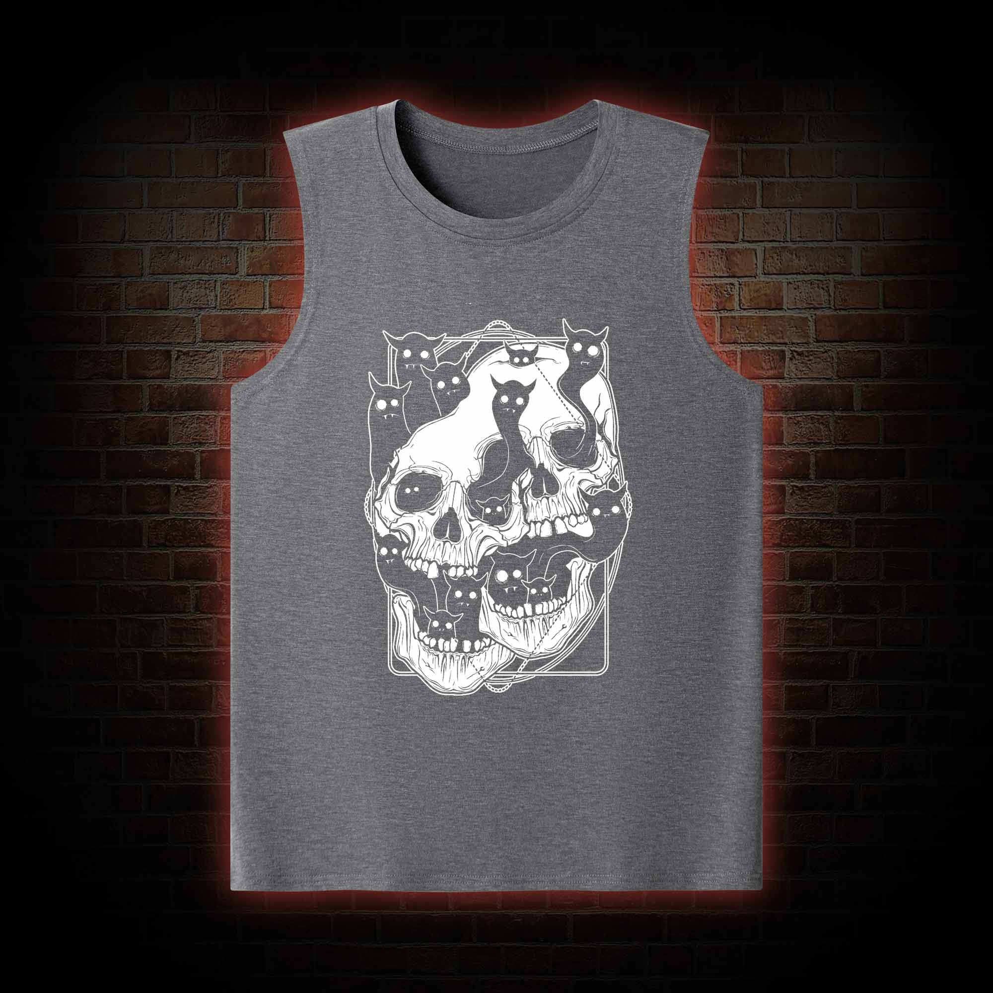 Cat Ghost Double Skull Tank Top
