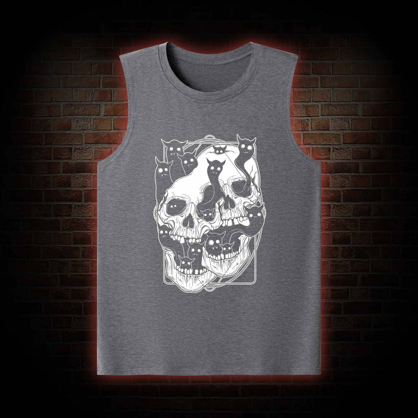 Cat Ghost Double Skull Tank Top