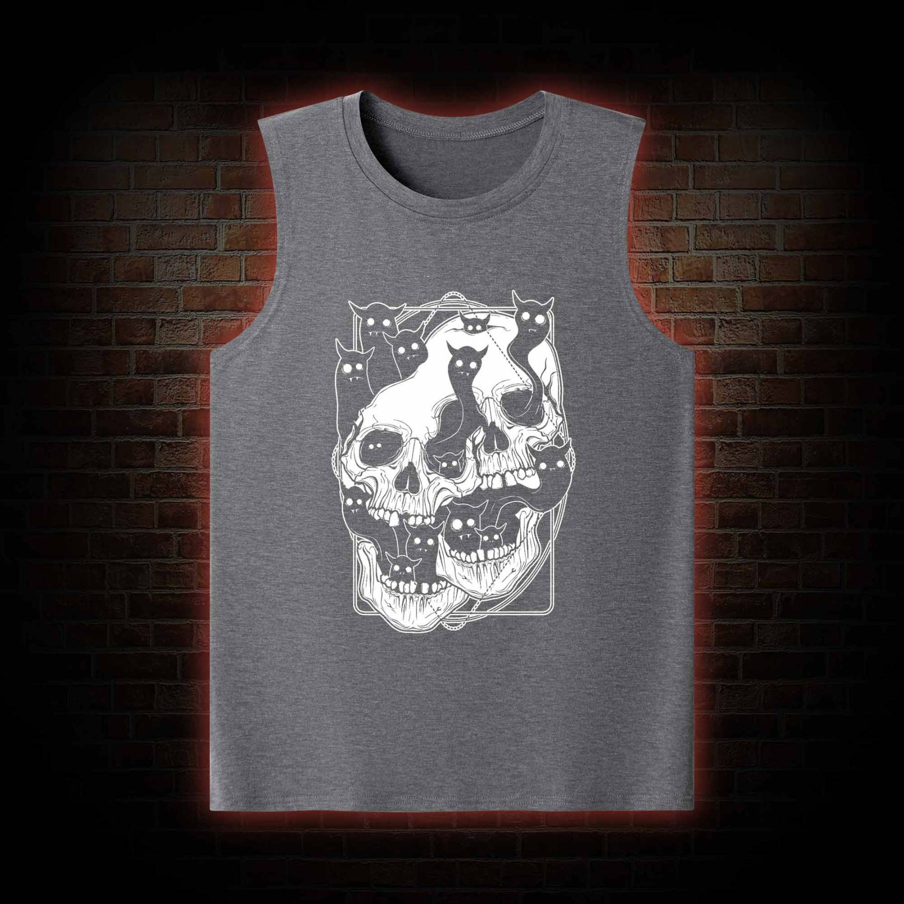 Cat Ghost Double Skull Tank Top