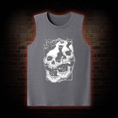 Cat Ghost Double Skull Tank Top