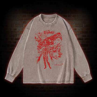 Retro The Thing Horror Washed Long-Sleeve T-shirt