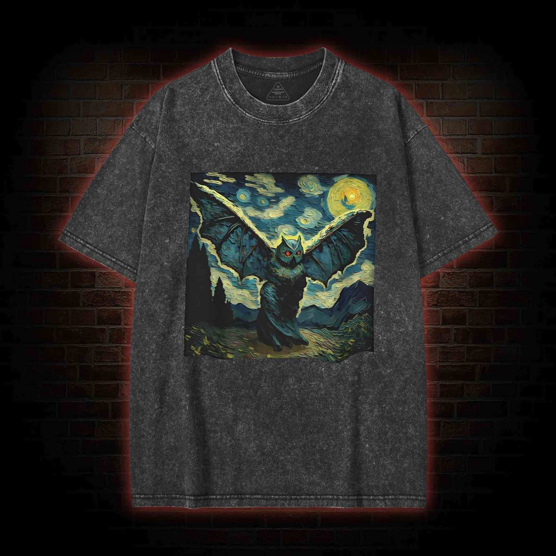 Horror Mothman Washed T-shirt