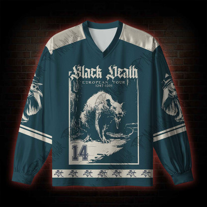Black Death European Tour 1347-1351V-Neck Long Sleeve Jersey