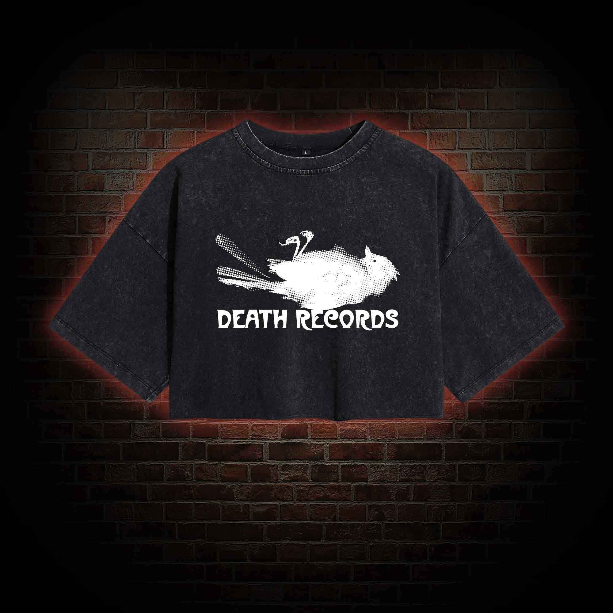 Death Records Washed Cropped T-shirts