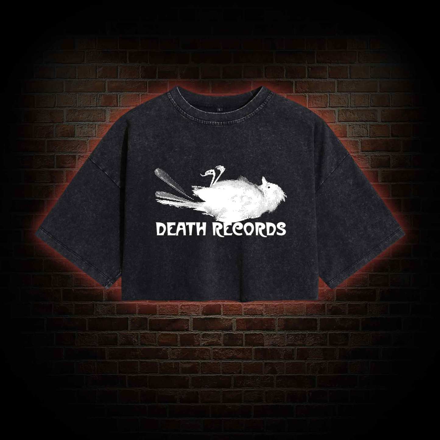 Death Records Washed Cropped T-shirts