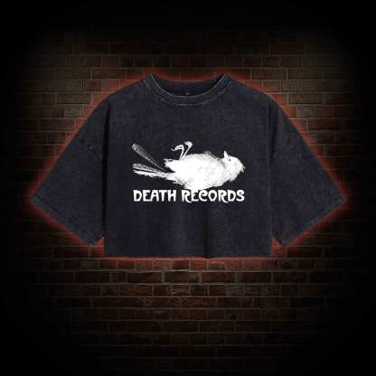 Death Records Washed Cropped T-shirts