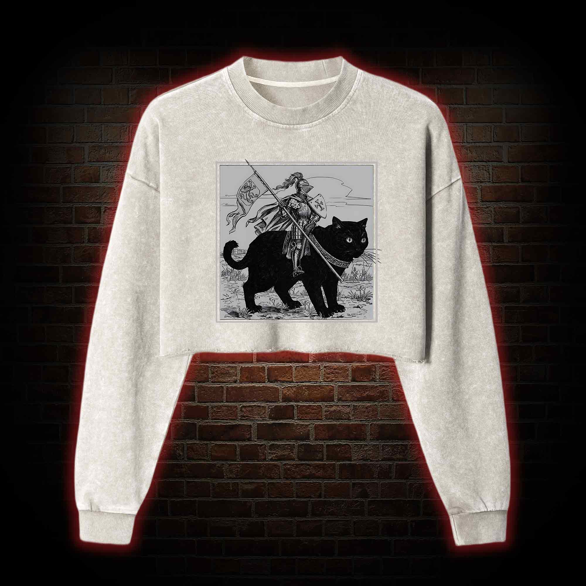 Medieval Knight Washed Cropped Sweatshirts