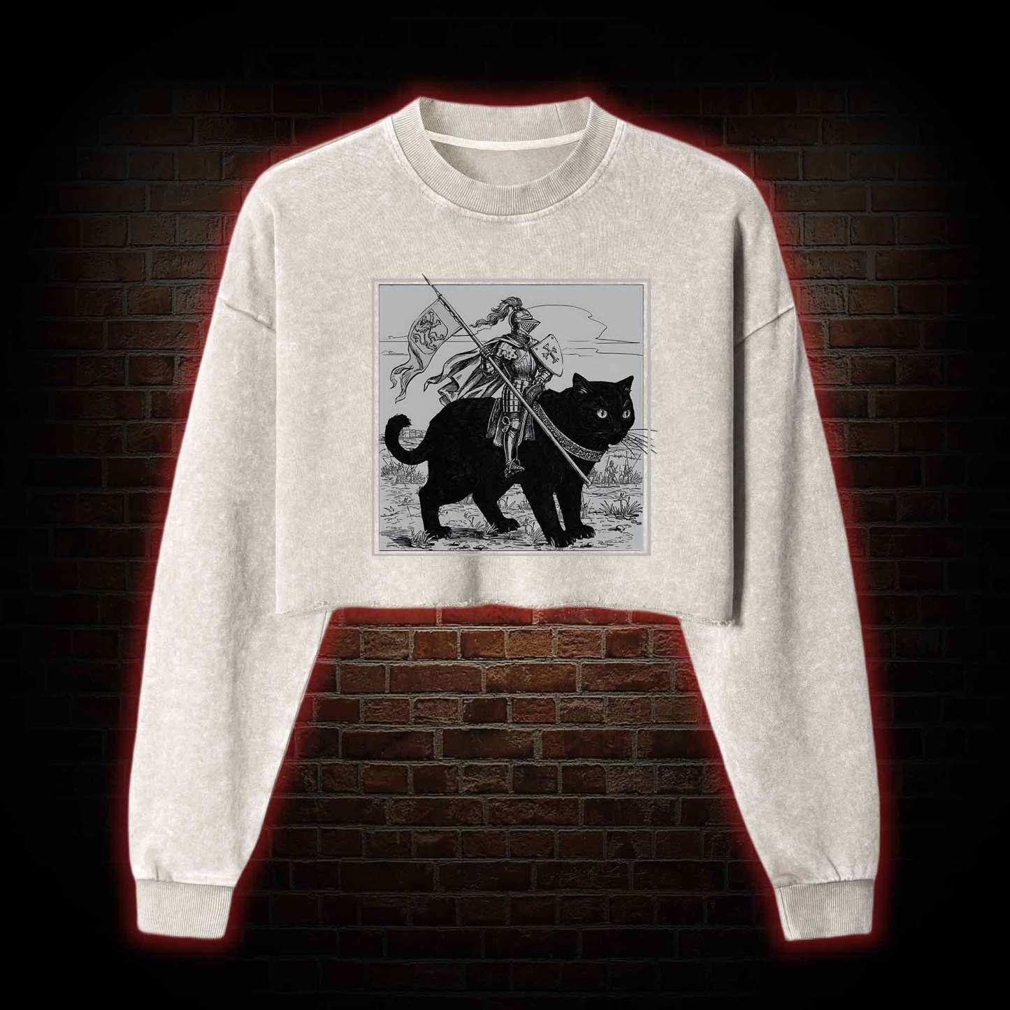 Medieval Knight Washed Cropped Sweatshirts